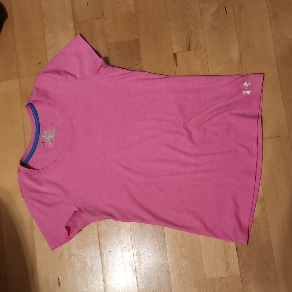 Under Armour Heat Gear Girls Shirt XL Pink Like New
